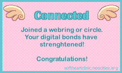 Award that reads, 'Connected. Joined a webring or circle. Your digital bonds have strengthened! Congratulations!'