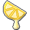 A pixel sticker of a dripping lemon