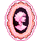 A pixel sticker of a Victorian-styled portrait