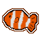 A pixel sticker of a clownfish