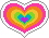 A pixel sticker of a rainbow-striped heart