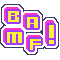 A pixel sticker of letters that read 'BAMF!'