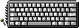 An animated button that consists of keys from a keyboard