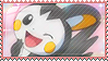 A stamp of the Pokémon Emolga winking towards the camera