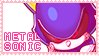 A pastel stamp with an image of Metal Sonic from the Sonic the Hedgehog franchis with pink-bordered white text that reads in all capital letters, 'Metal Sonic'