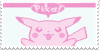 A pastel pink stamp of Pikachu from the Pokemon franchise. There is a word balloon above that says, 'Pika!'