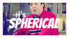 A stamp of a scene from Drake & Josh. The text reads, 'It's spherical'