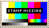 A stamp of a television test screen with text that reads in all capital letters, 'Stamp missing'