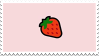 A pastel pink stamp with an emoji of a strawberry