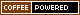 A brown and black web badge with a brown and white border and text that reads, 'Coffee powered'