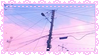Telephone pole with a pink sunset