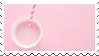A stamp with a top view of a glass of strawberry milk with a red-and-white striped straw
