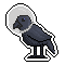 A pixel sticker of a crow wearing a space helmet by Cosmic Corvid