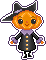 A pixel sticker of a cute pumpkin magician by HumanFinny
