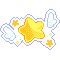 A pixel sticker of a star with floating wings by Piranhebula