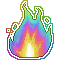 A pixel sticker of a rainbow flame by Skykristal