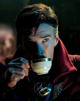 Doctor Strange drinking from a tea cup