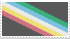 Stamp with a pixel flag for Disability Pride Month. Links to a Tumblr user that made the original stamp.